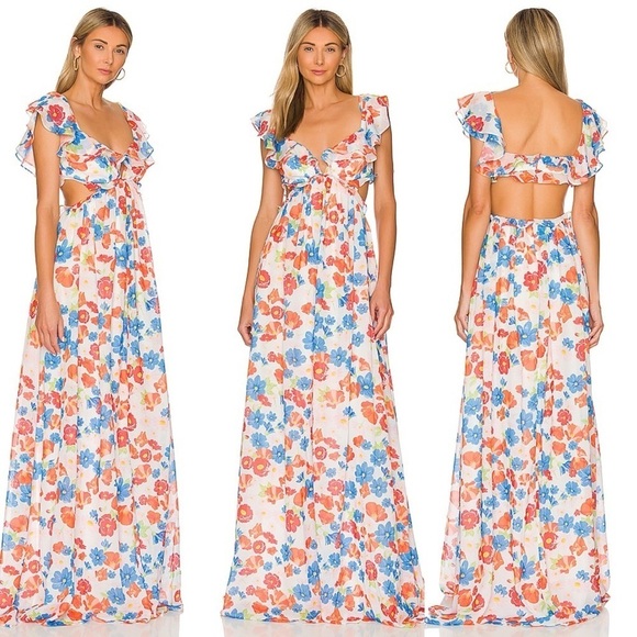 Sau Lee Dresses & Skirts - NEW!! Sau Lee Ellery Floral Cut-out Maxi Dress Size 4 US